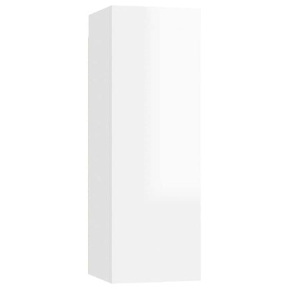 vidaXL Meuble TV 4 pcs Blanc brillant Aggloméré