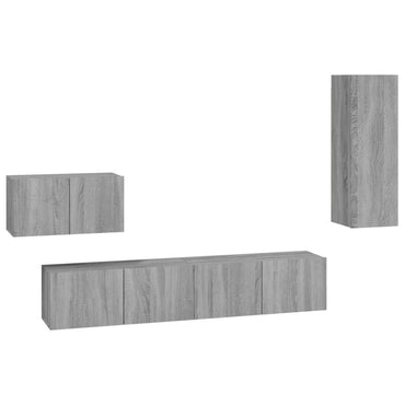 vidaXL Meuble TV, 4 pcs, Gris sonoma, Bois d'ingénierie