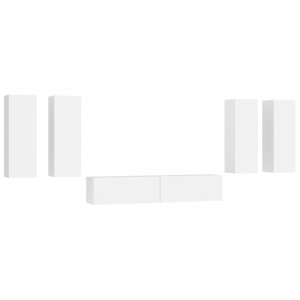 vidaXL 6-tlg. TV-Schrank-Set Weiß Holzwerkstoff