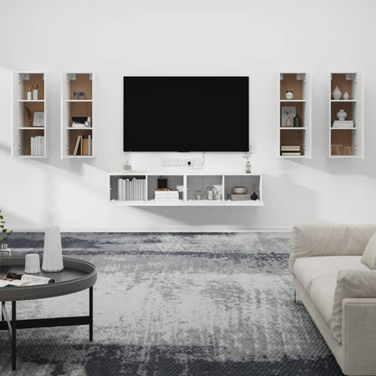 vidaXL 6-tlg. TV-Schrank-Set Weiß Holzwerkstoff
