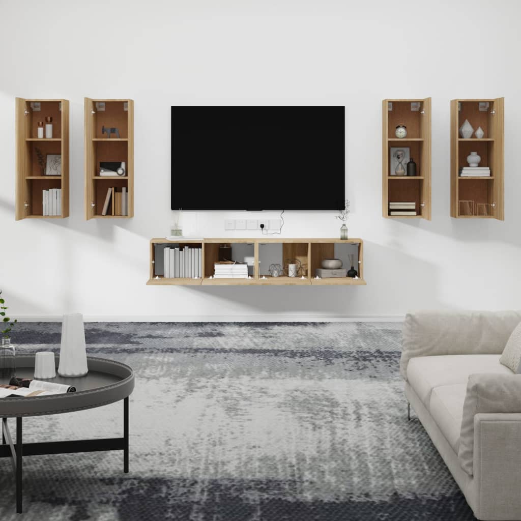 vidaXL Meuble TV 6 pièces Aggloméré Chêne Sonoma