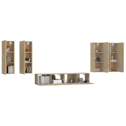 vidaXL Meuble TV 6 pièces Aggloméré Chêne Sonoma