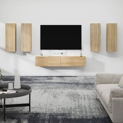 vidaXL Meuble TV 6 pièces Aggloméré Chêne Sonoma