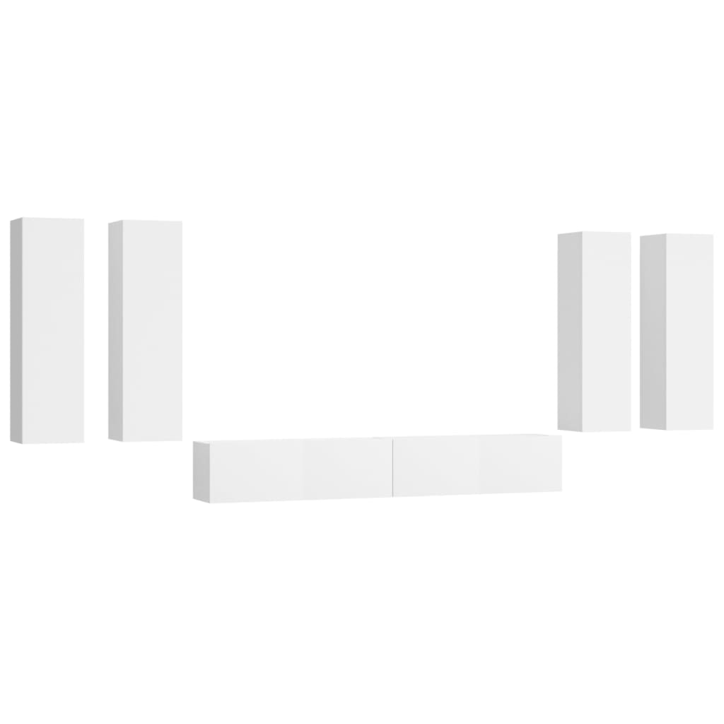 vidaXL 6-tlg. TV-Schrank-Set Weiß Holzwerkstoff