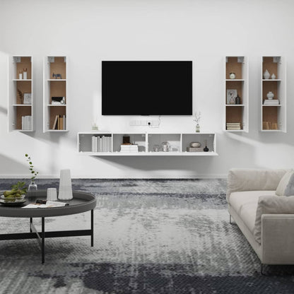 vidaXL 6-tlg. TV-Schrank-Set Weiß Holzwerkstoff