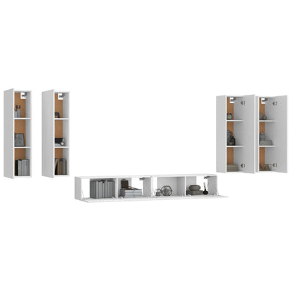 vidaXL 6-tlg. TV-Schrank-Set Weiß Holzwerkstoff