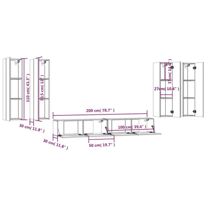 vidaXL 6-tlg. TV-Schrank-Set Weiß Holzwerkstoff