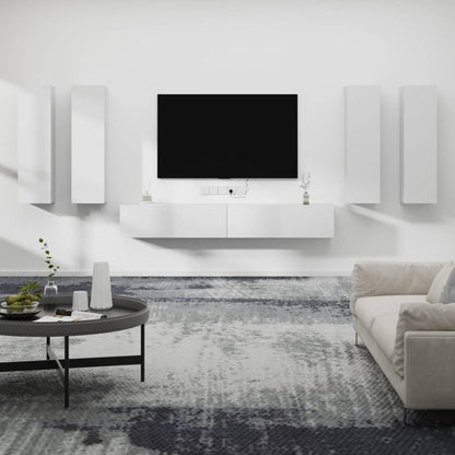 vidaXL 6-tlg. TV-Schrank-Set Weiß Holzwerkstoff