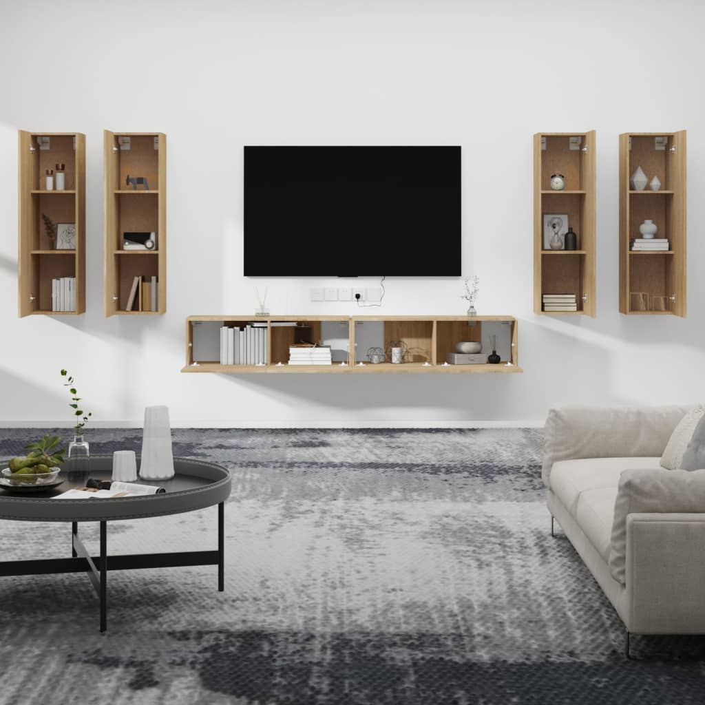 vidaXL Meuble TV 6 pièces Aggloméré Chêne Sonoma