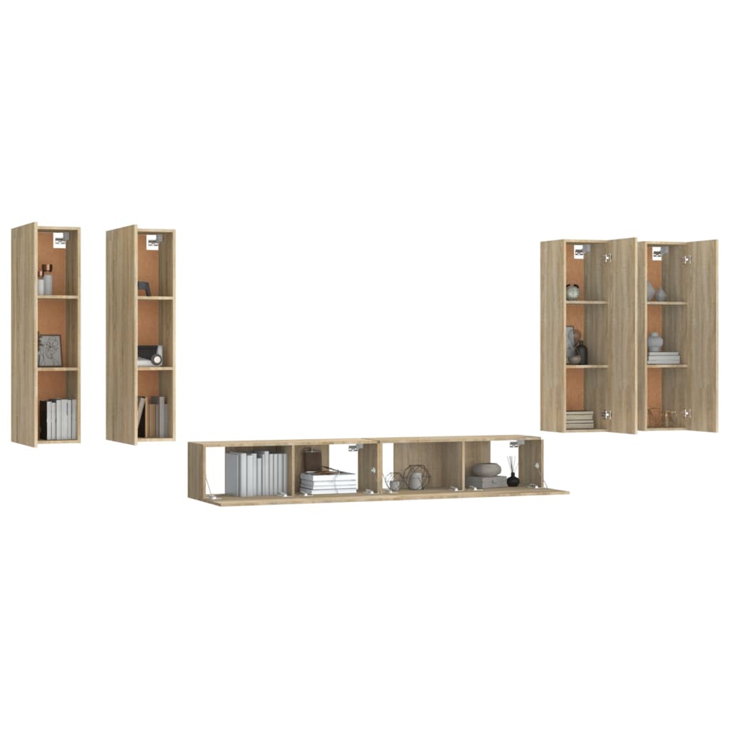 vidaXL Meuble TV 6 pièces Aggloméré Chêne Sonoma