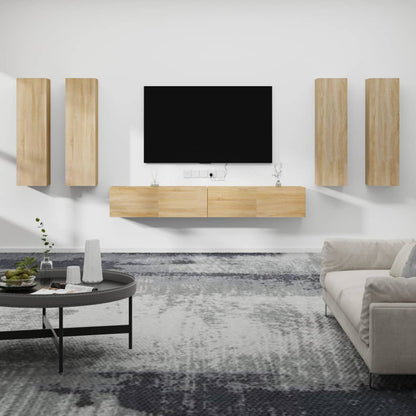 vidaXL Meuble TV 6 pièces Aggloméré Chêne Sonoma
