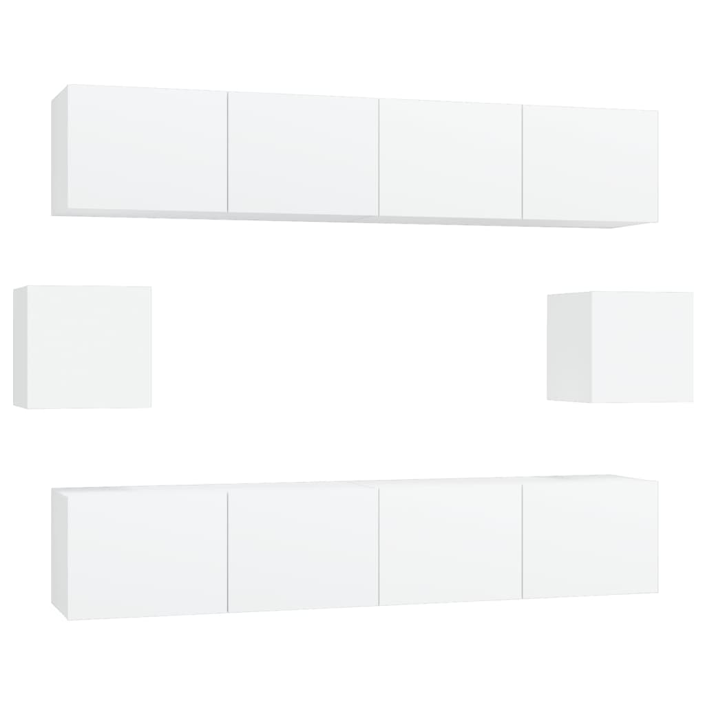 vidaXL Meuble TV 6 pièces blanc en bois d'ingénierie