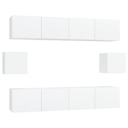 vidaXL Meuble TV 6 pièces blanc en bois d'ingénierie