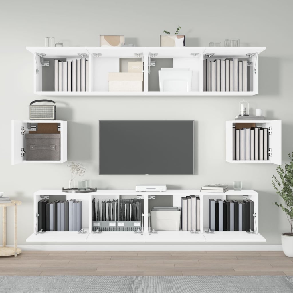 vidaXL Meuble TV 6 pièces blanc en bois d'ingénierie