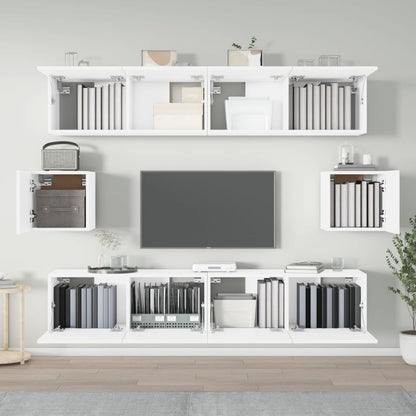 vidaXL Meuble TV 6 pièces blanc en bois d'ingénierie