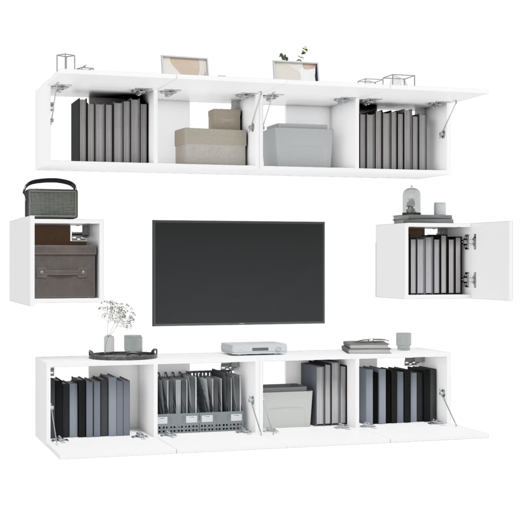 vidaXL Meuble TV 6 pièces blanc en bois d'ingénierie