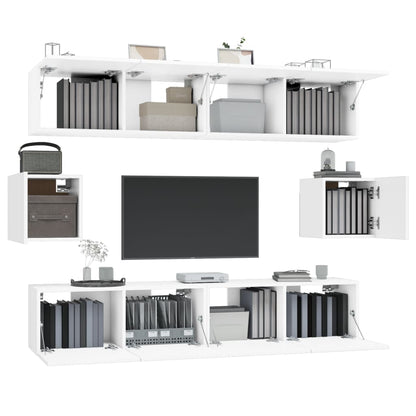 vidaXL Meuble TV 6 pièces blanc en bois d'ingénierie