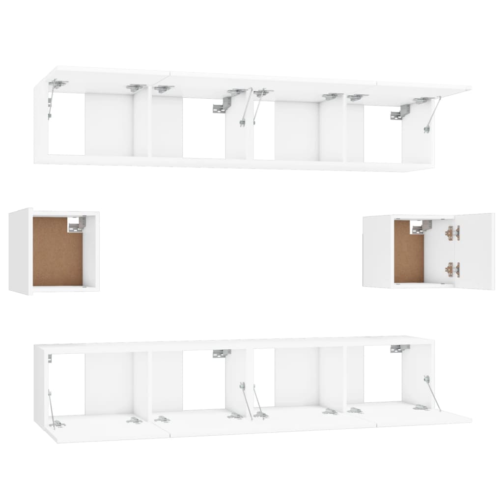 vidaXL Meuble TV 6 pièces blanc en bois d'ingénierie