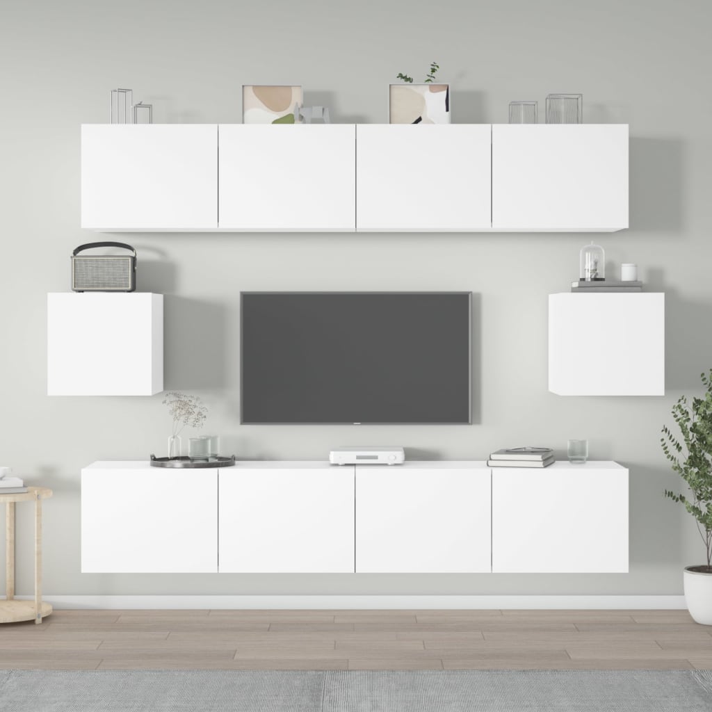 vidaXL Meuble TV 6 pièces blanc en bois d'ingénierie