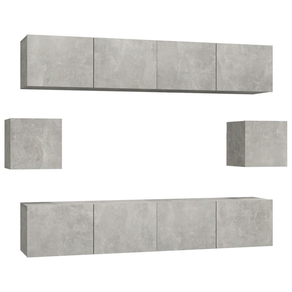 vidaXL Ensemble de 6 meubles TV gris béton, bois d'ingénierie
