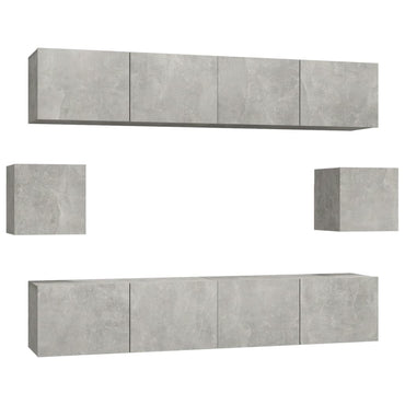 vidaXL Ensemble de 6 meubles TV gris béton, bois d'ingénierie