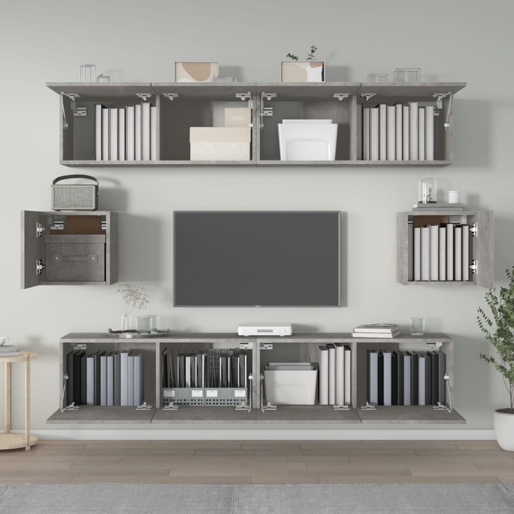 vidaXL Ensemble de 6 meubles TV gris béton, bois d'ingénierie