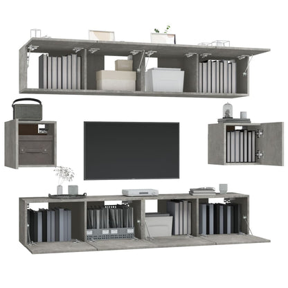 vidaXL Ensemble de 6 meubles TV gris béton, bois d'ingénierie
