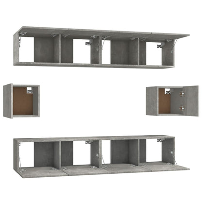 vidaXL Ensemble de 6 meubles TV gris béton, bois d'ingénierie
