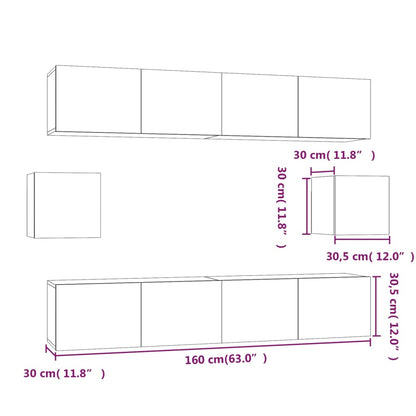 vidaXL Ensemble de 6 meubles TV gris béton, bois d'ingénierie
