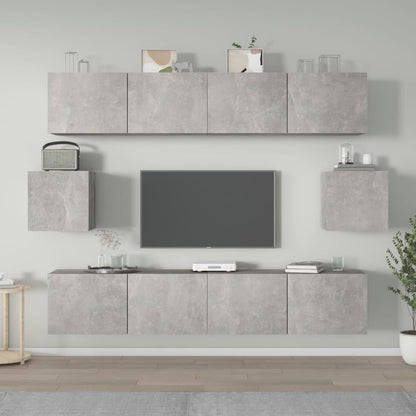 vidaXL Ensemble de 6 meubles TV gris béton, bois d'ingénierie
