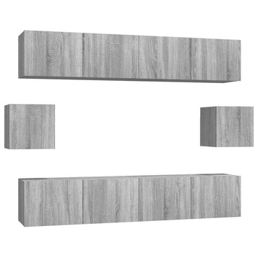 vidaXL Meuble TV, 6 pcs, gris Sonoma, aggloméré