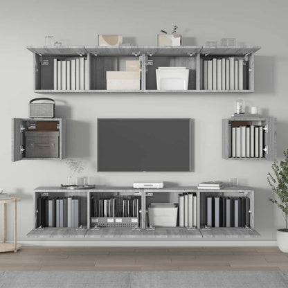vidaXL Meuble TV, 6 pcs, gris Sonoma, aggloméré