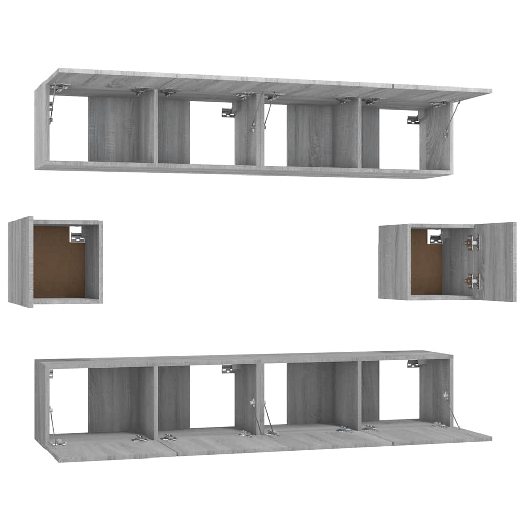 vidaXL Meuble TV, 6 pcs, gris Sonoma, aggloméré