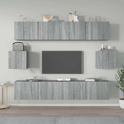 vidaXL Meuble TV, 6 pcs, gris Sonoma, aggloméré