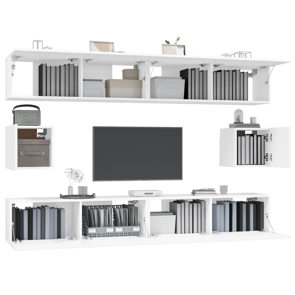 vidaXL Ensemble de 6 meubles TV blanc en bois d'ingénierie