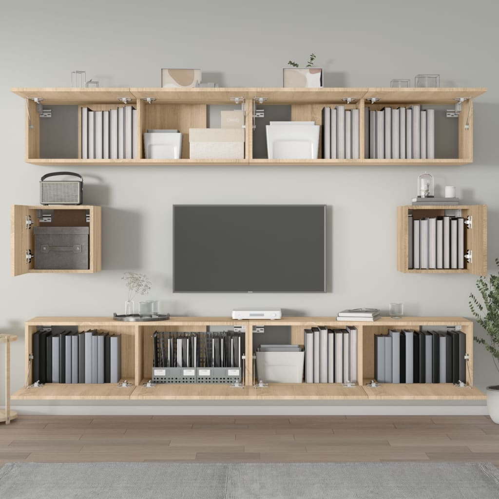 vidaXL Meuble TV 6 pièces Aggloméré Chêne Sonoma