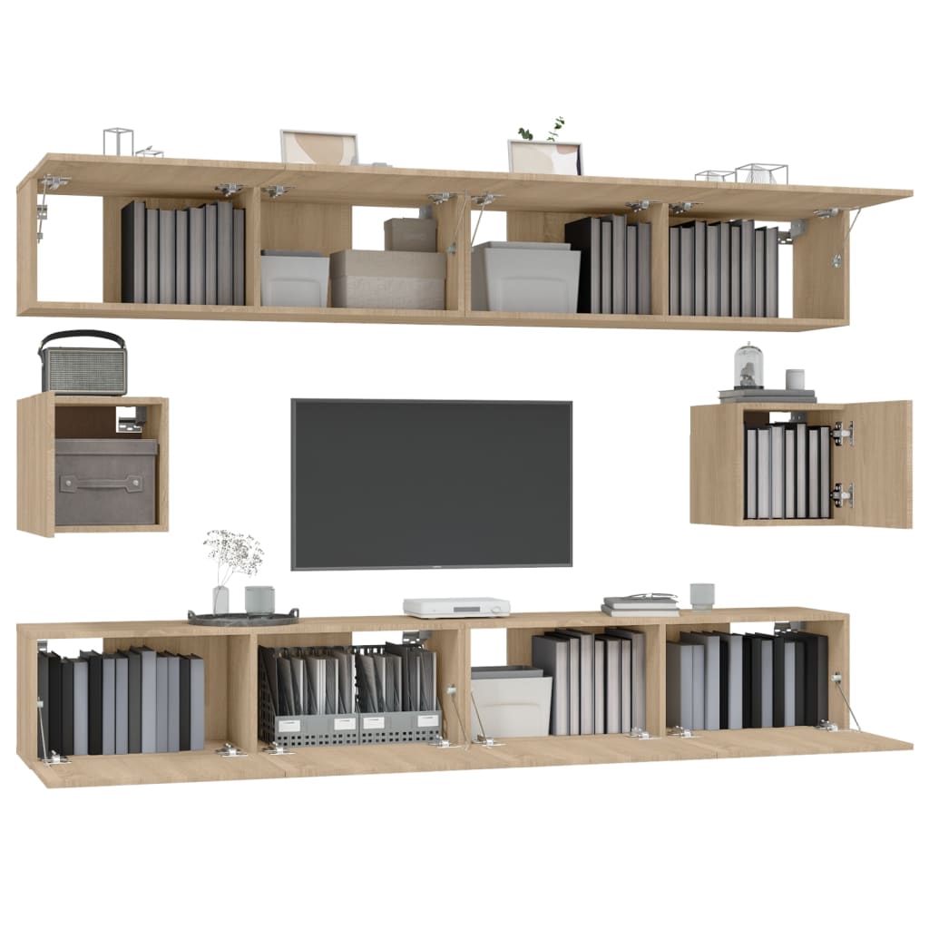 vidaXL Meuble TV 6 pièces Aggloméré Chêne Sonoma