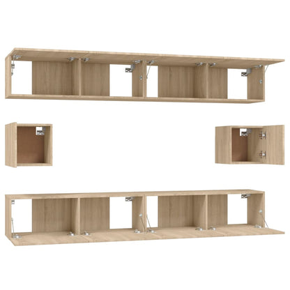 vidaXL Meuble TV 6 pièces Aggloméré Chêne Sonoma