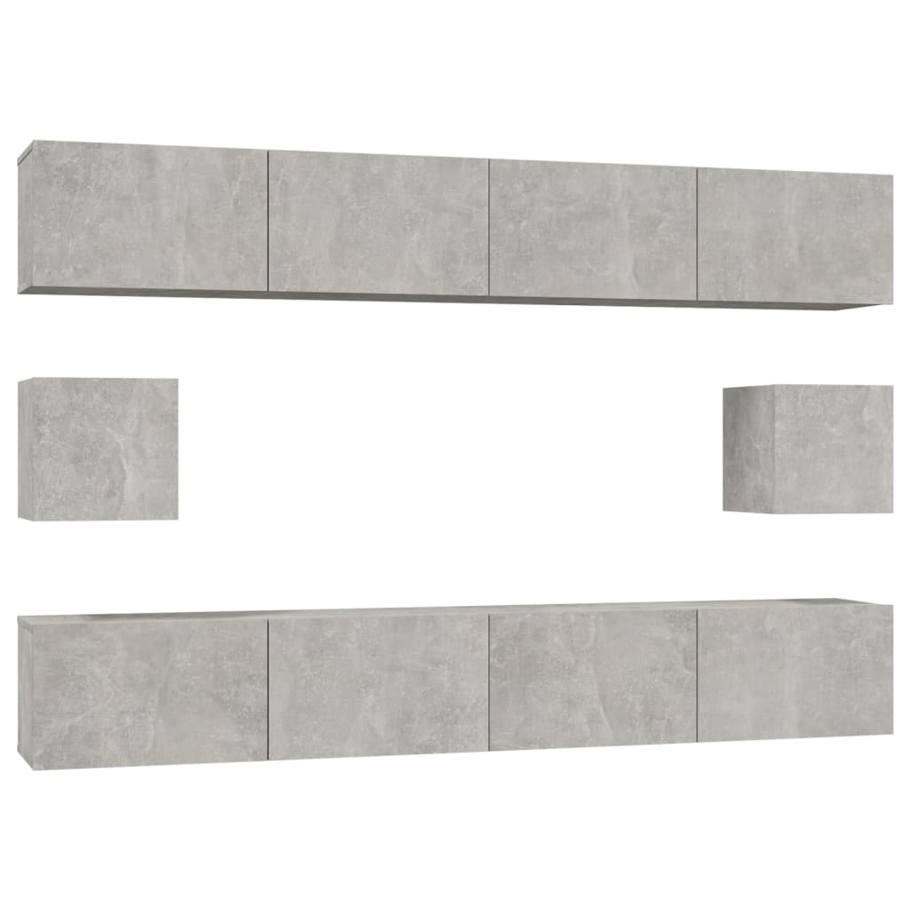 vidaXL Ensemble de 6 meubles TV gris béton, bois d'ingénierie