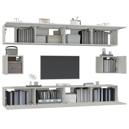 vidaXL Ensemble de 6 meubles TV gris béton, bois d'ingénierie