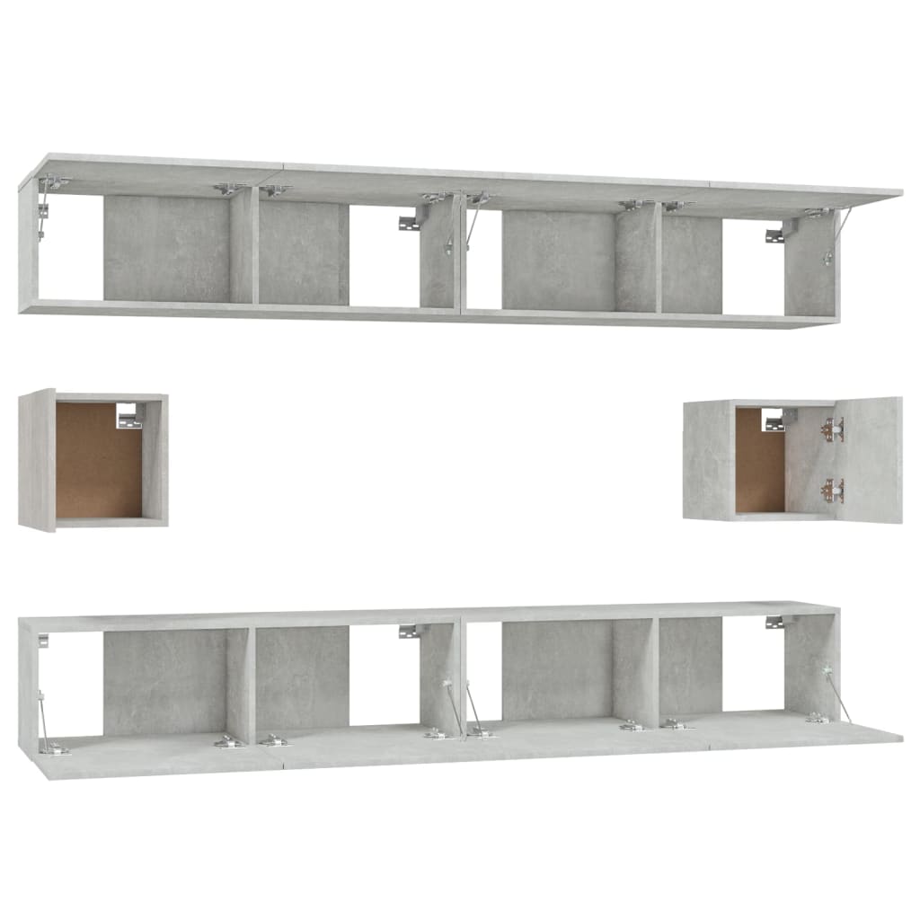vidaXL Ensemble de 6 meubles TV gris béton, bois d'ingénierie