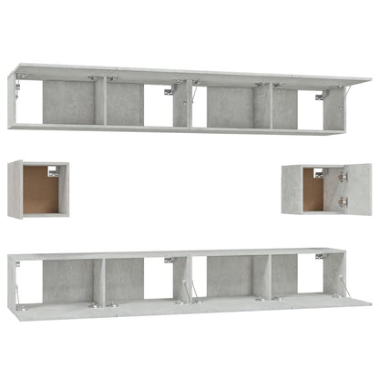 vidaXL Ensemble de 6 meubles TV gris béton, bois d'ingénierie