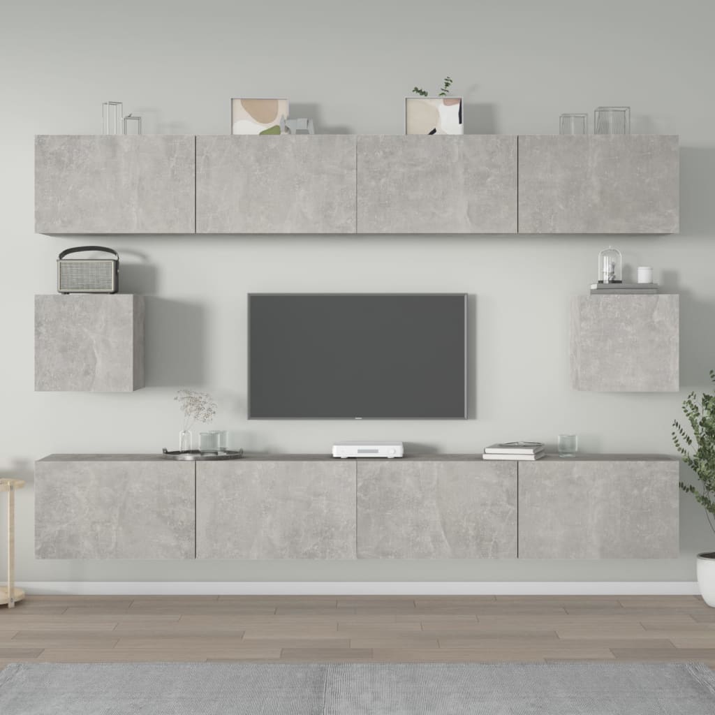 vidaXL Ensemble de 6 meubles TV gris béton, bois d'ingénierie