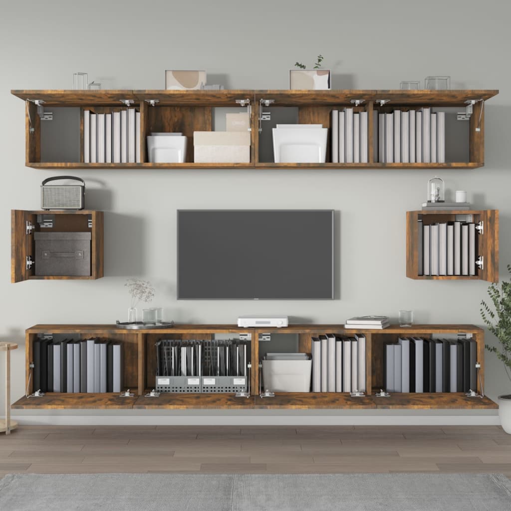 vidaXL 6-tlg. TV-Schrank-Set Räuchereiche Holzwerkstoff