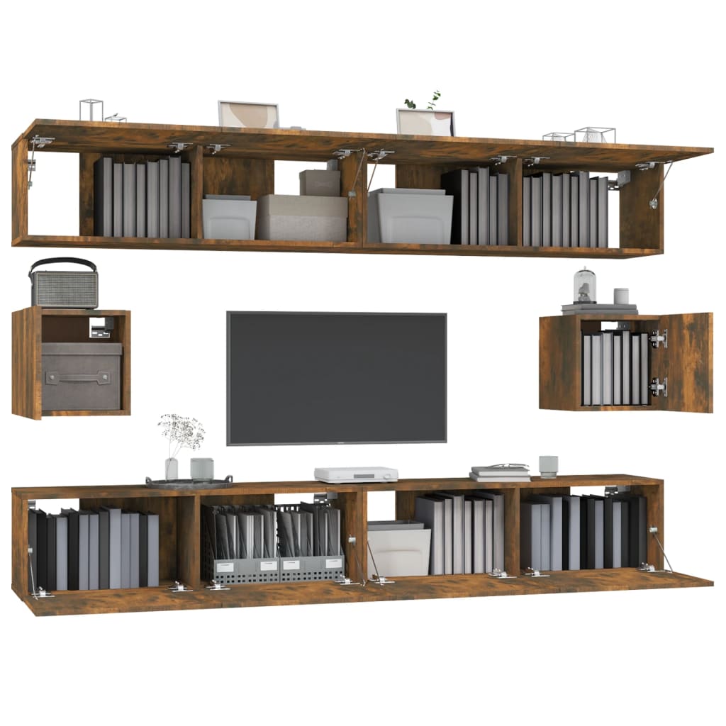 vidaXL 6-tlg. TV-Schrank-Set Räuchereiche Holzwerkstoff