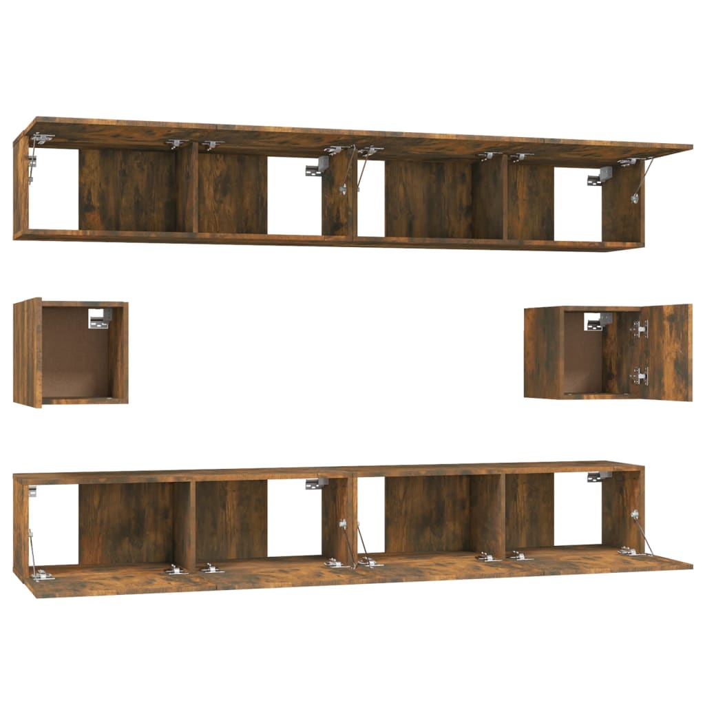 vidaXL 6-tlg. TV-Schrank-Set Räuchereiche Holzwerkstoff