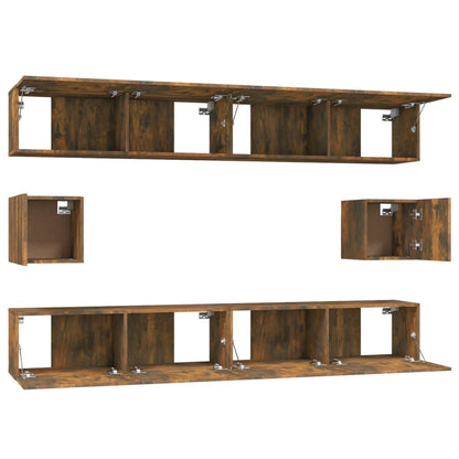 vidaXL 6-tlg. TV-Schrank-Set Räuchereiche Holzwerkstoff
