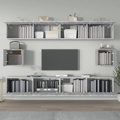 vidaXL Meuble TV, 6 pcs, gris Sonoma, aggloméré