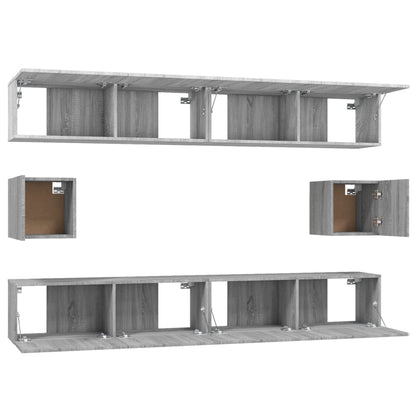 vidaXL Meuble TV, 6 pcs, gris Sonoma, aggloméré