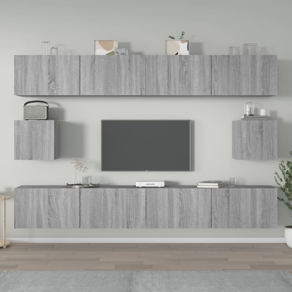 vidaXL Meuble TV, 6 pcs, gris Sonoma, aggloméré